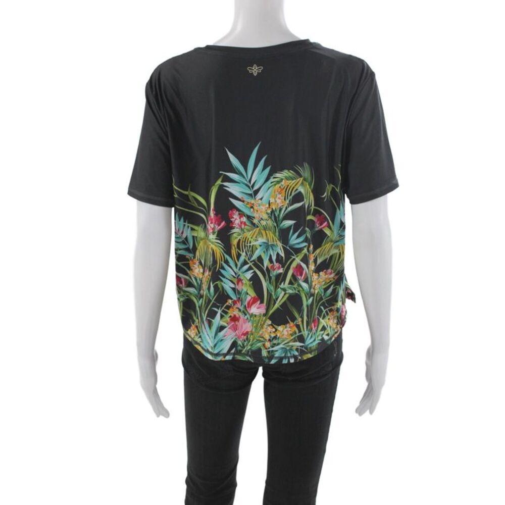 Johnny Was Women Black Jersey Floral T-Shirt Short Sleeve Size M - Picture 3 of 5